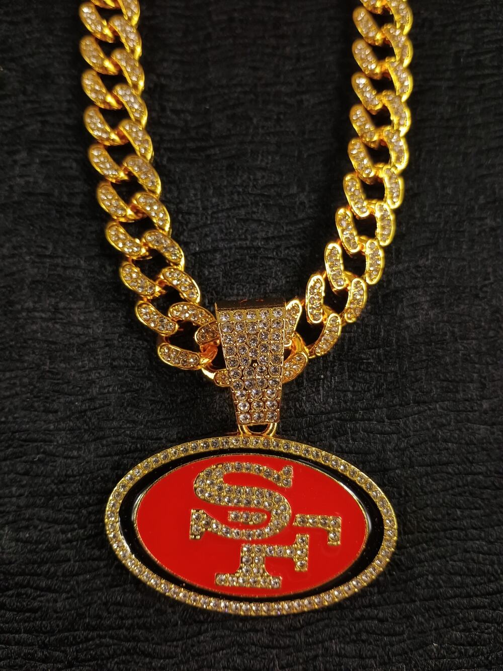 San Francisco 49ers Necklace Pendant Chain Link NFL Football Hip Hop Jewelry